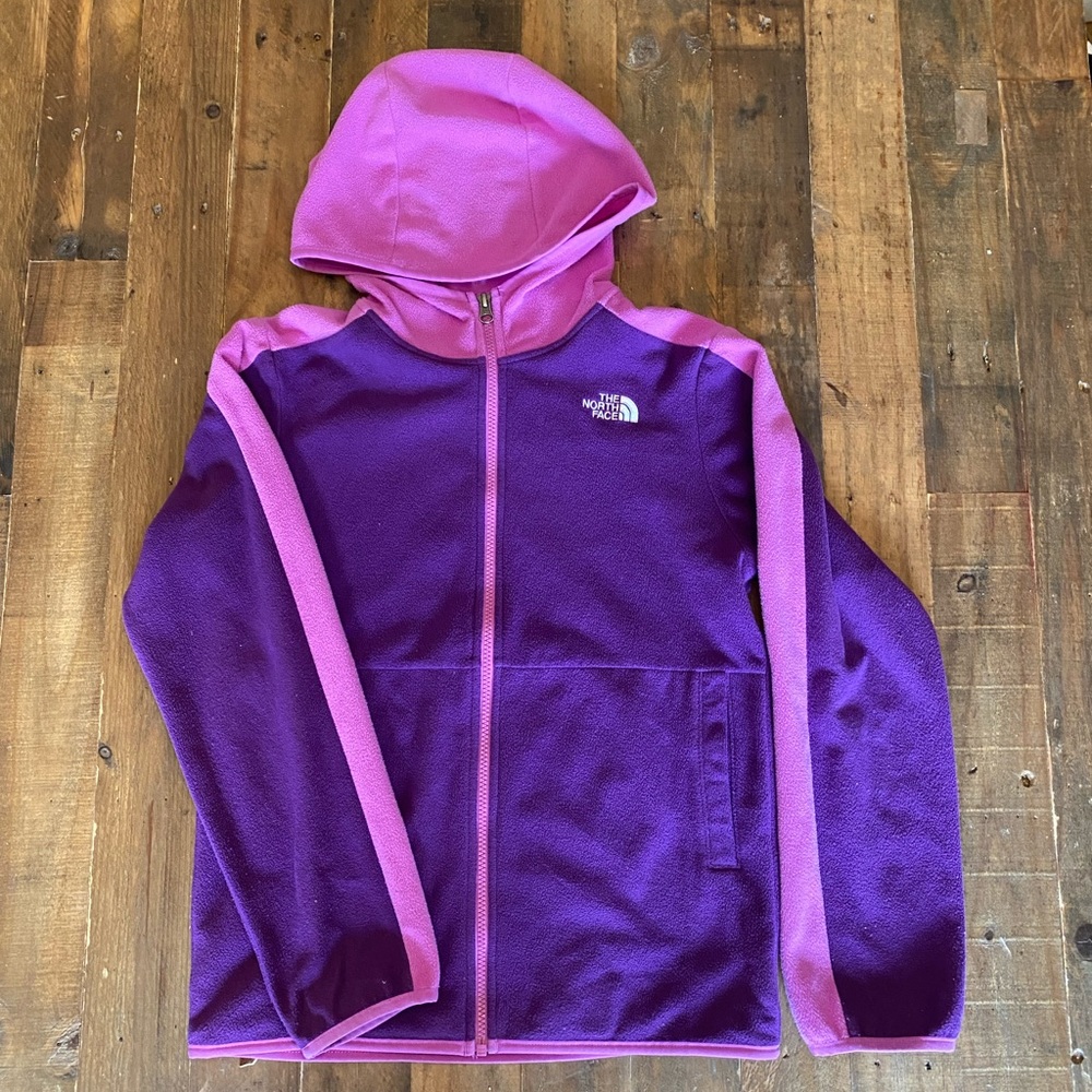 EUC North Face Large 14/16 Full Zip Fleece Jacket Purple & Pink